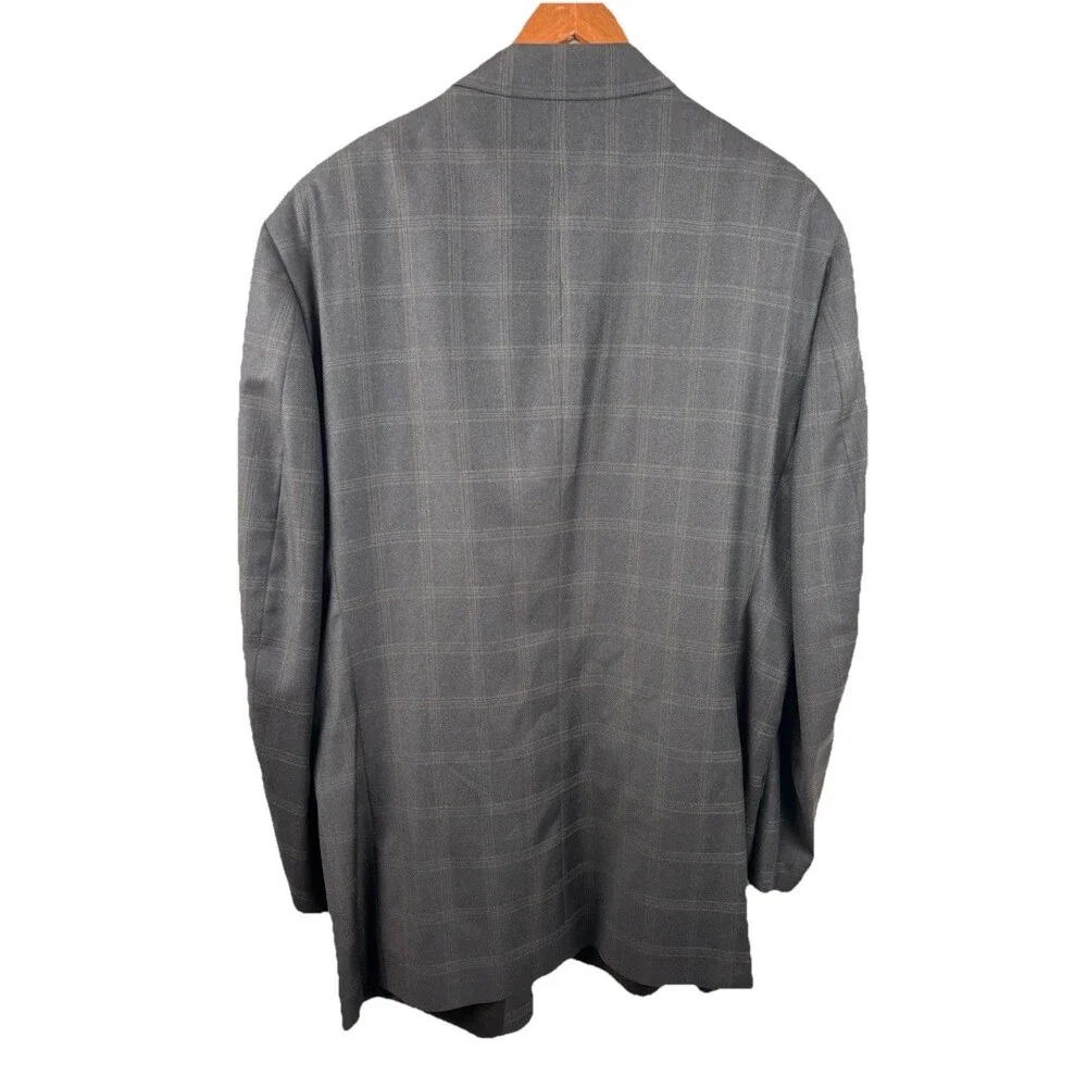 Perry Ellis Portfolio Suit Jacket Wool Mens Charcoal Gray Glen Plaid Windowpane